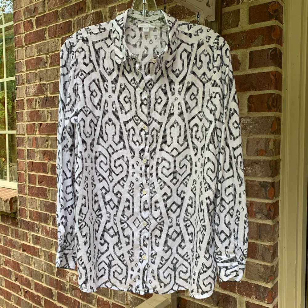 J. Jill Love Linen Long Sleeve Blouse, Size XS